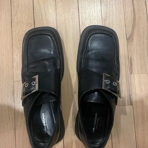 Vagabond Black Leather Buckle Loafers